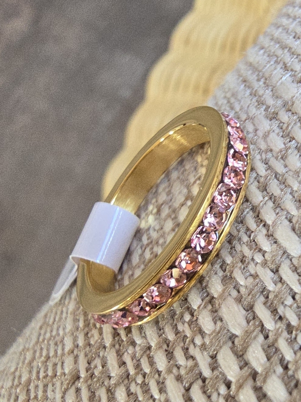 NWT 18K PVD Gold CZ Tourmaline October Birthtone Channel Set Ring Sz 7